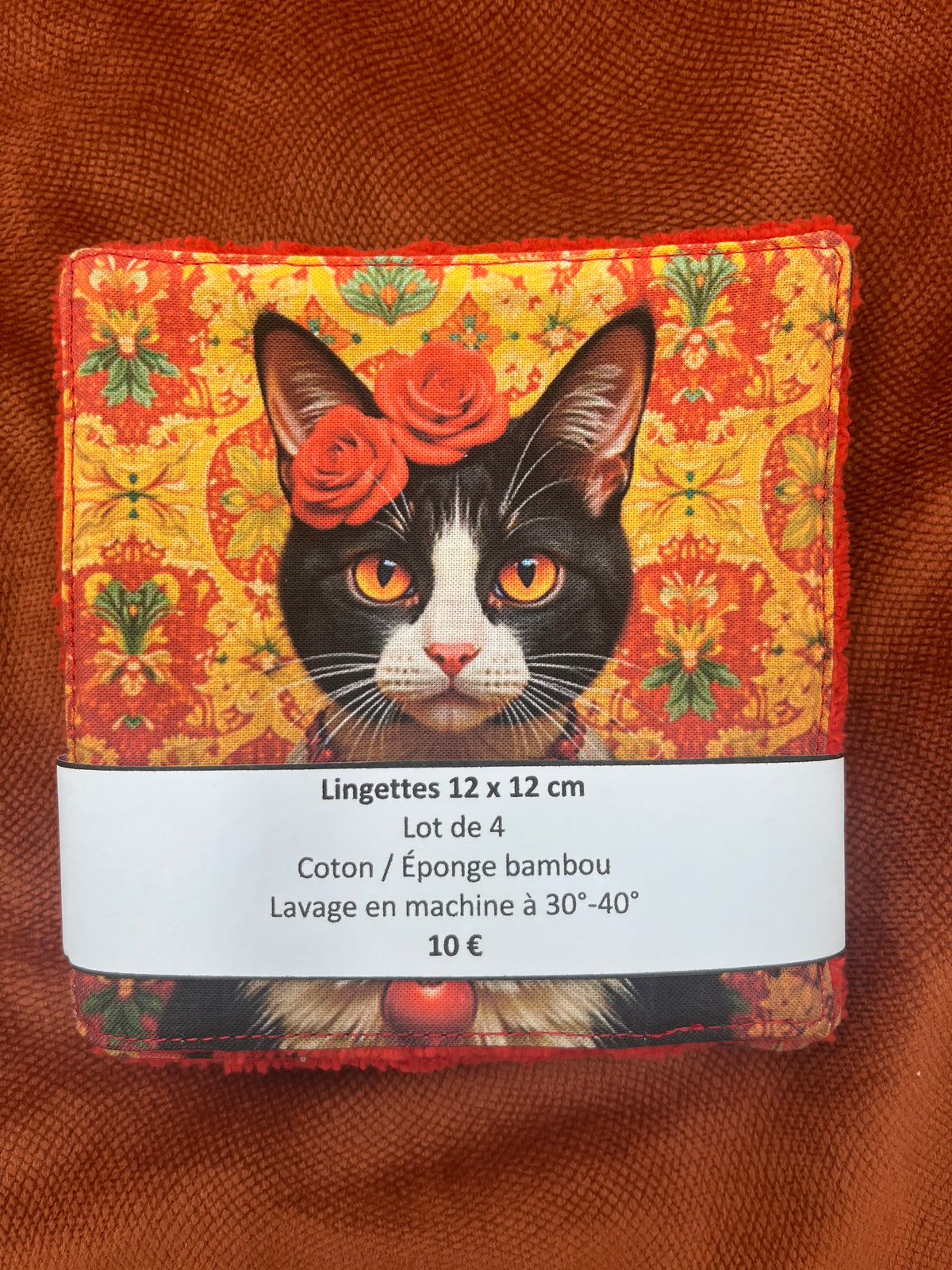 Lot de lingettes - Chat Fleur Rouge 1