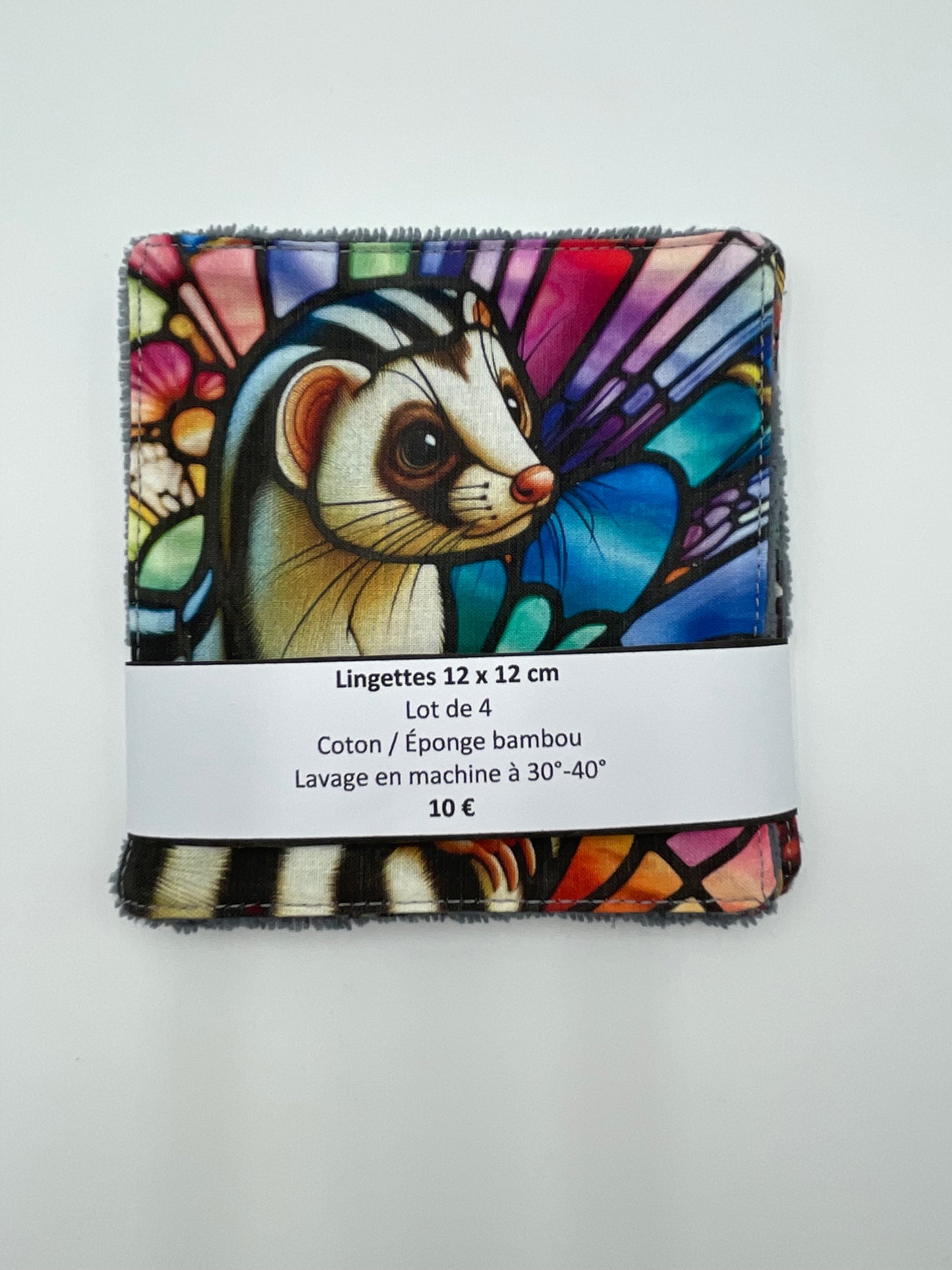 Lot de lingettes - Animaux Vitrail Gris 1