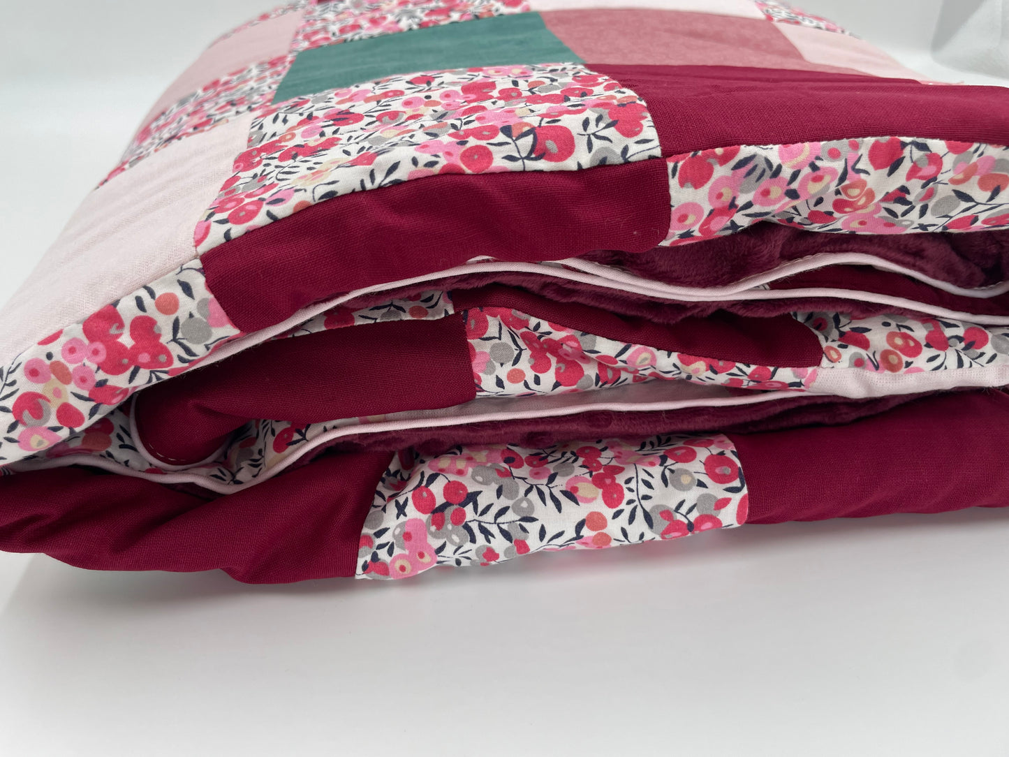 Couverture Patchwork - Roses et Prune