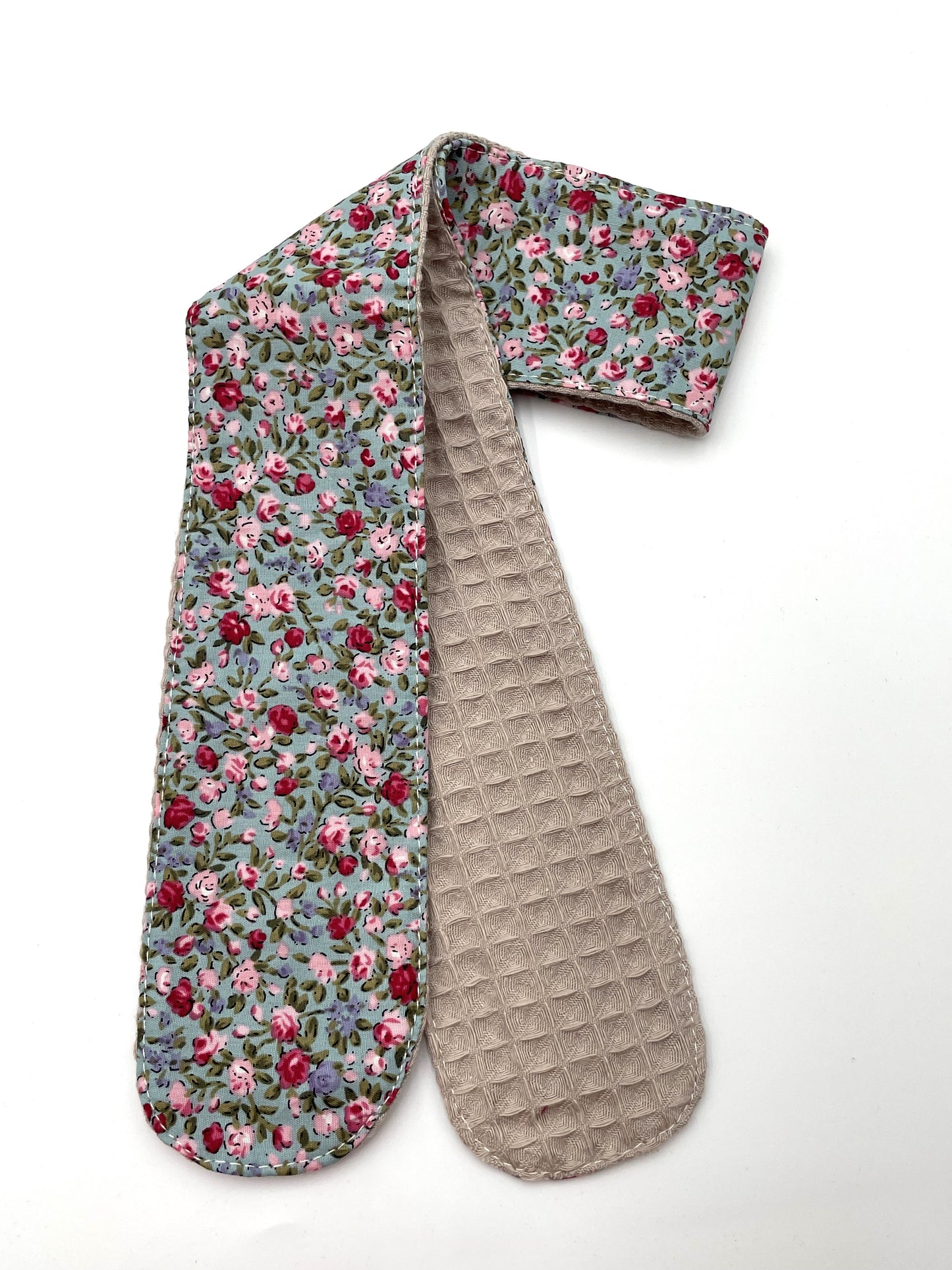 Bandeau de soin - Roses sur fond bleu Eponge beige