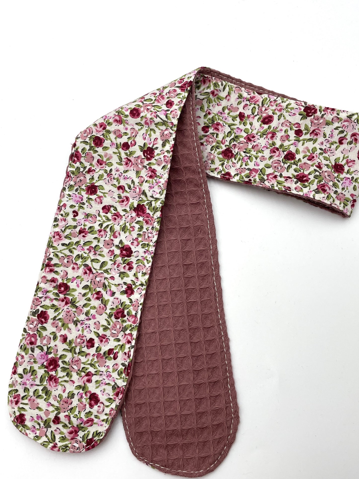 Bandeau de soin - Roses fond écru Eponge vieux rose