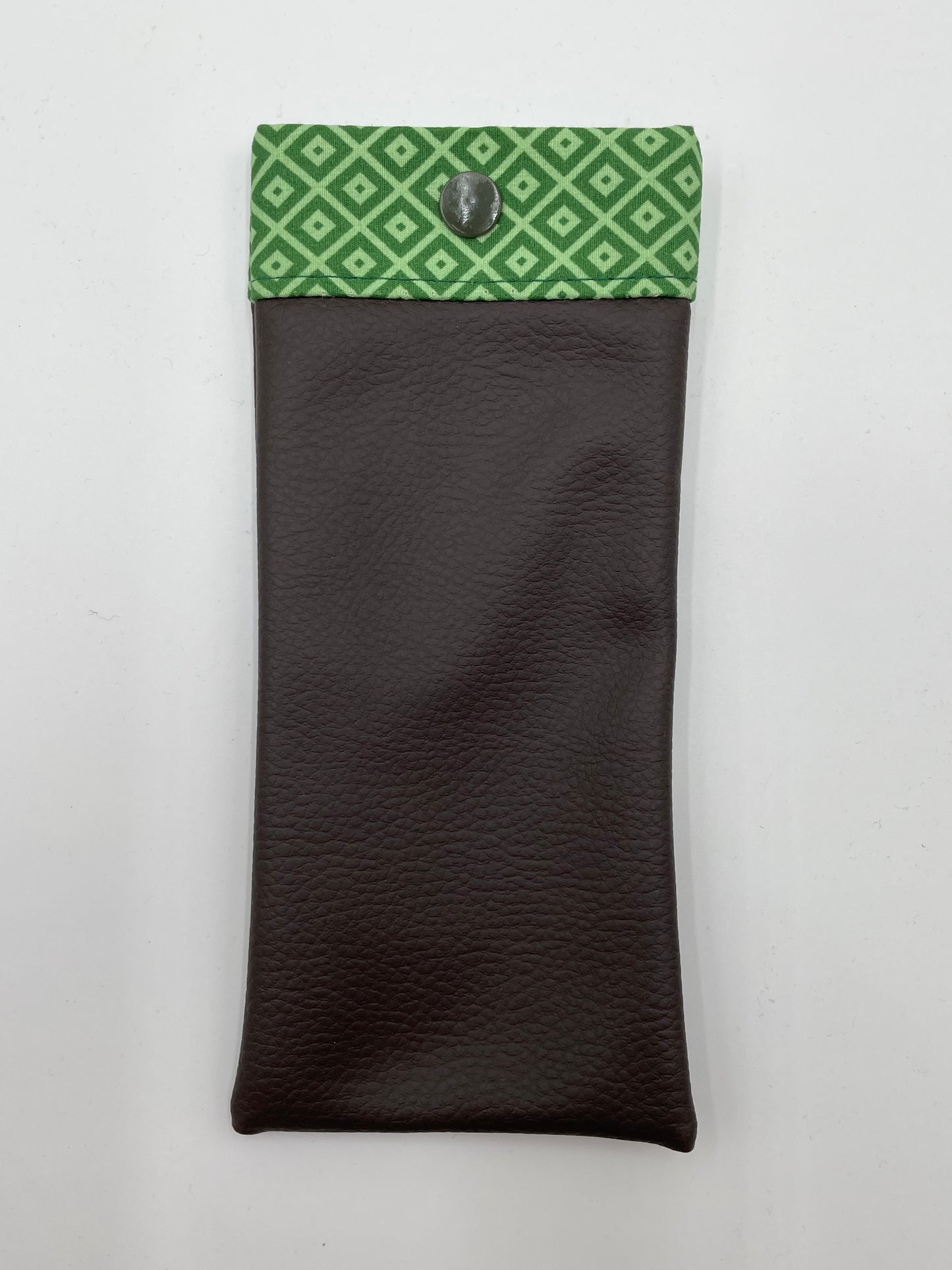 Etui à lunettes - Marron et Motifs verts