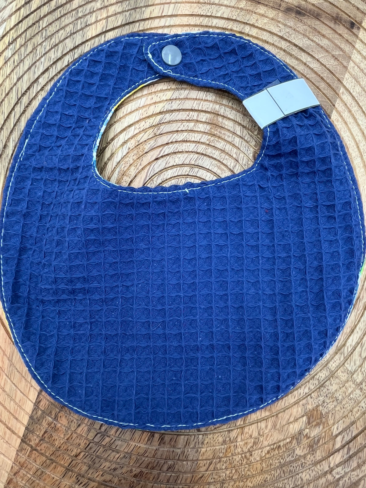Bavoir rond - Vichy Citrons Bleu