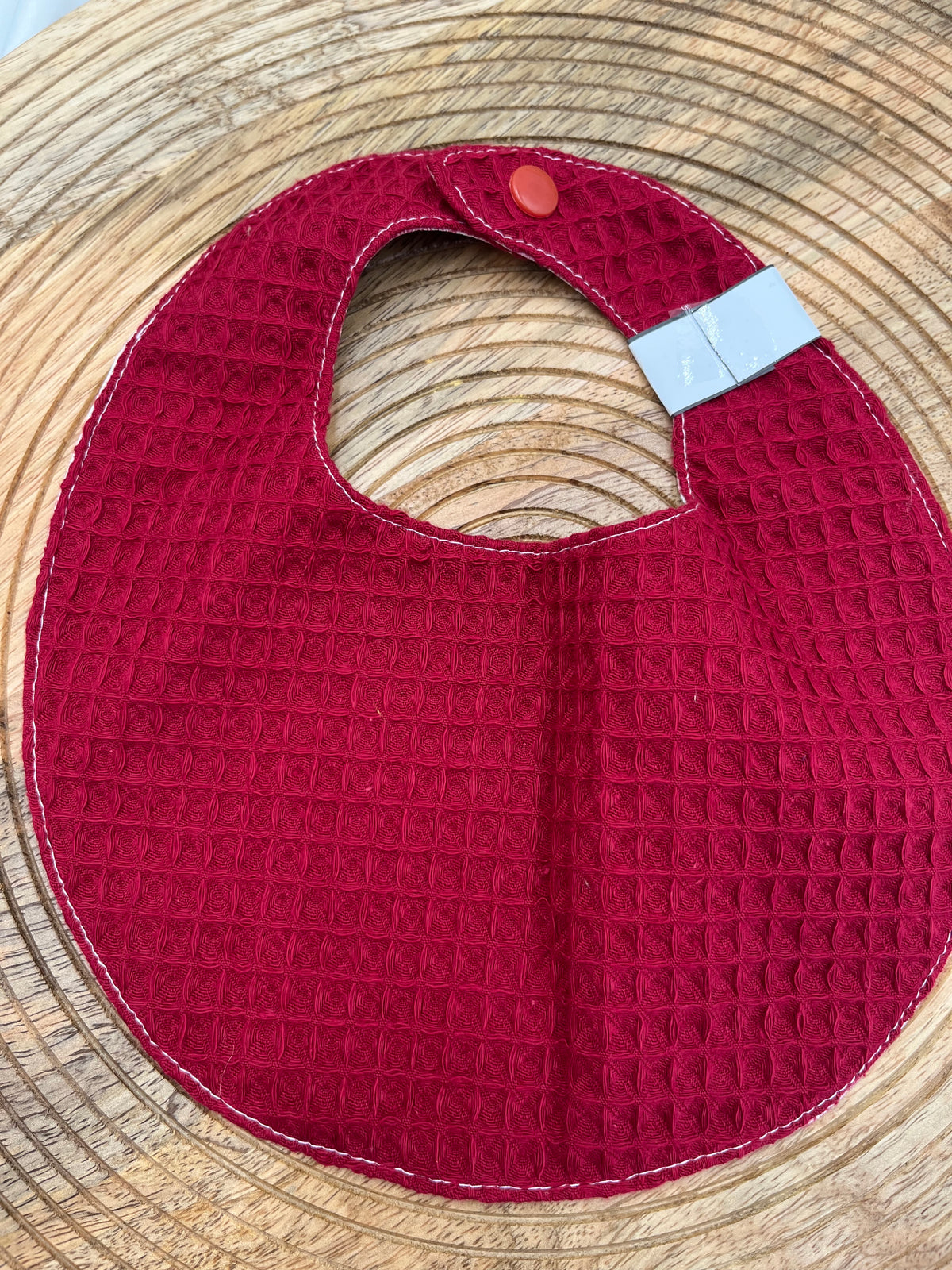 Bavoir rond - Jouy Cerise