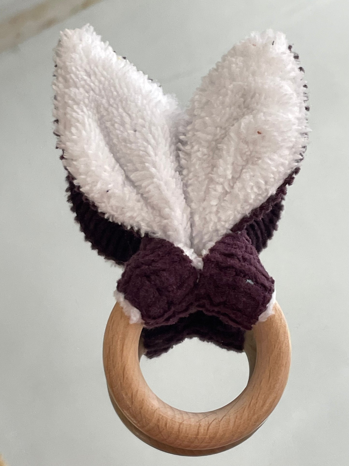 Anneau de dentition - Velours violet et Blanc