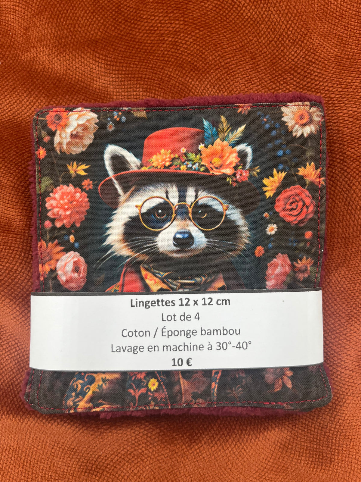 Lot de lingettes - Raton Laveur Bordeaux 3