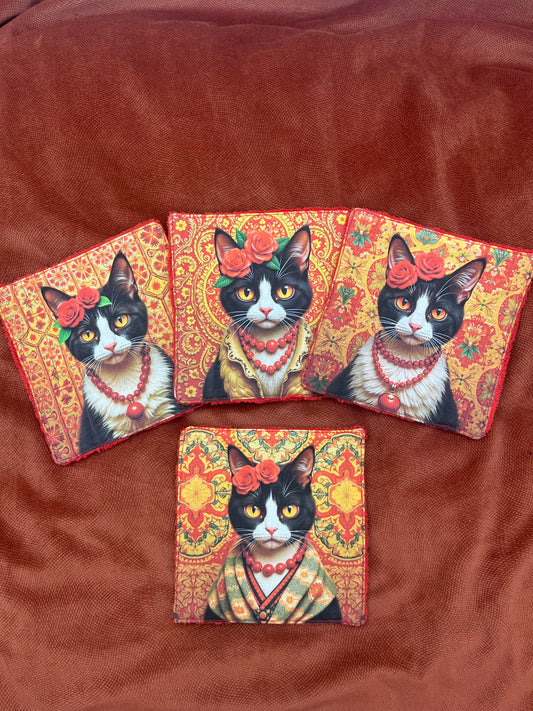 Lot de lingettes - Chat Fleur Rouge 1
