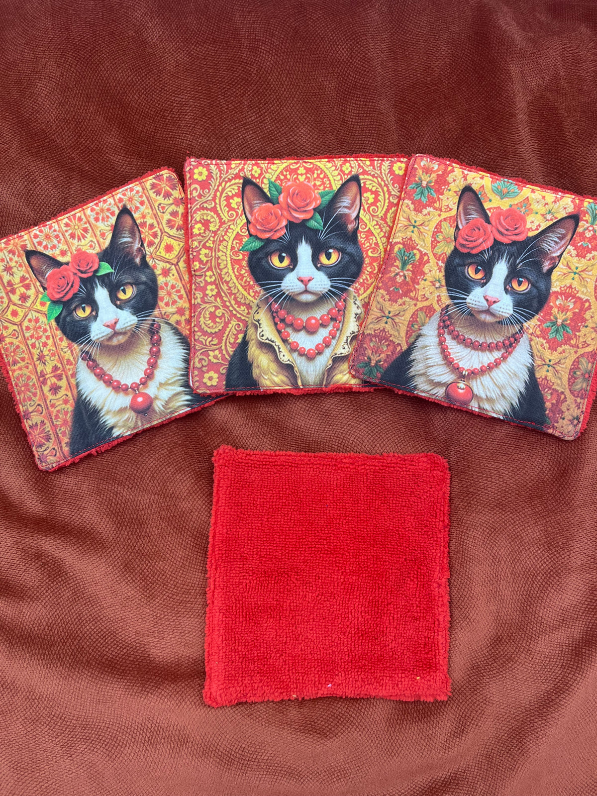Lot de lingettes - Chat Fleur Rouge 1