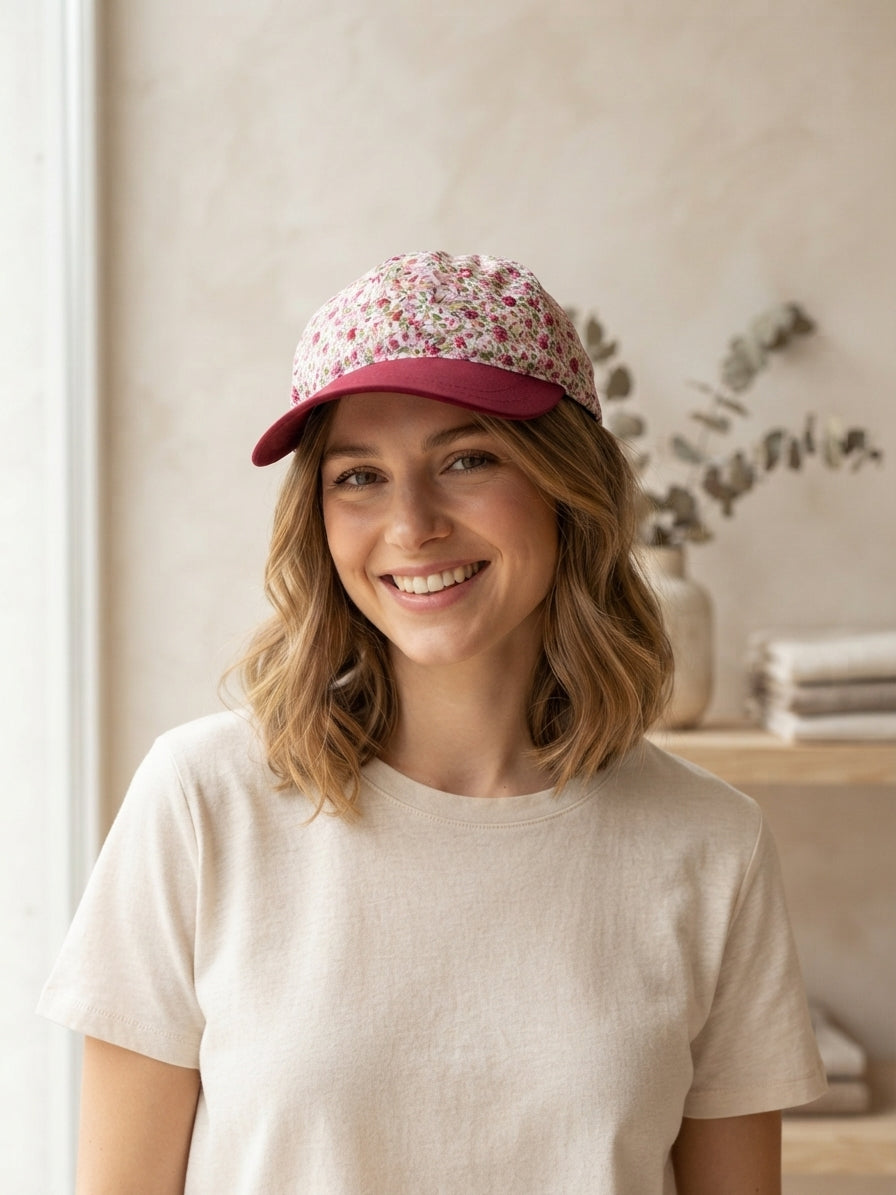 Casquette adulte - Roses et Bordeaux