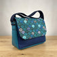 Sac à main en coton et similicuir - Eventails et Bleu