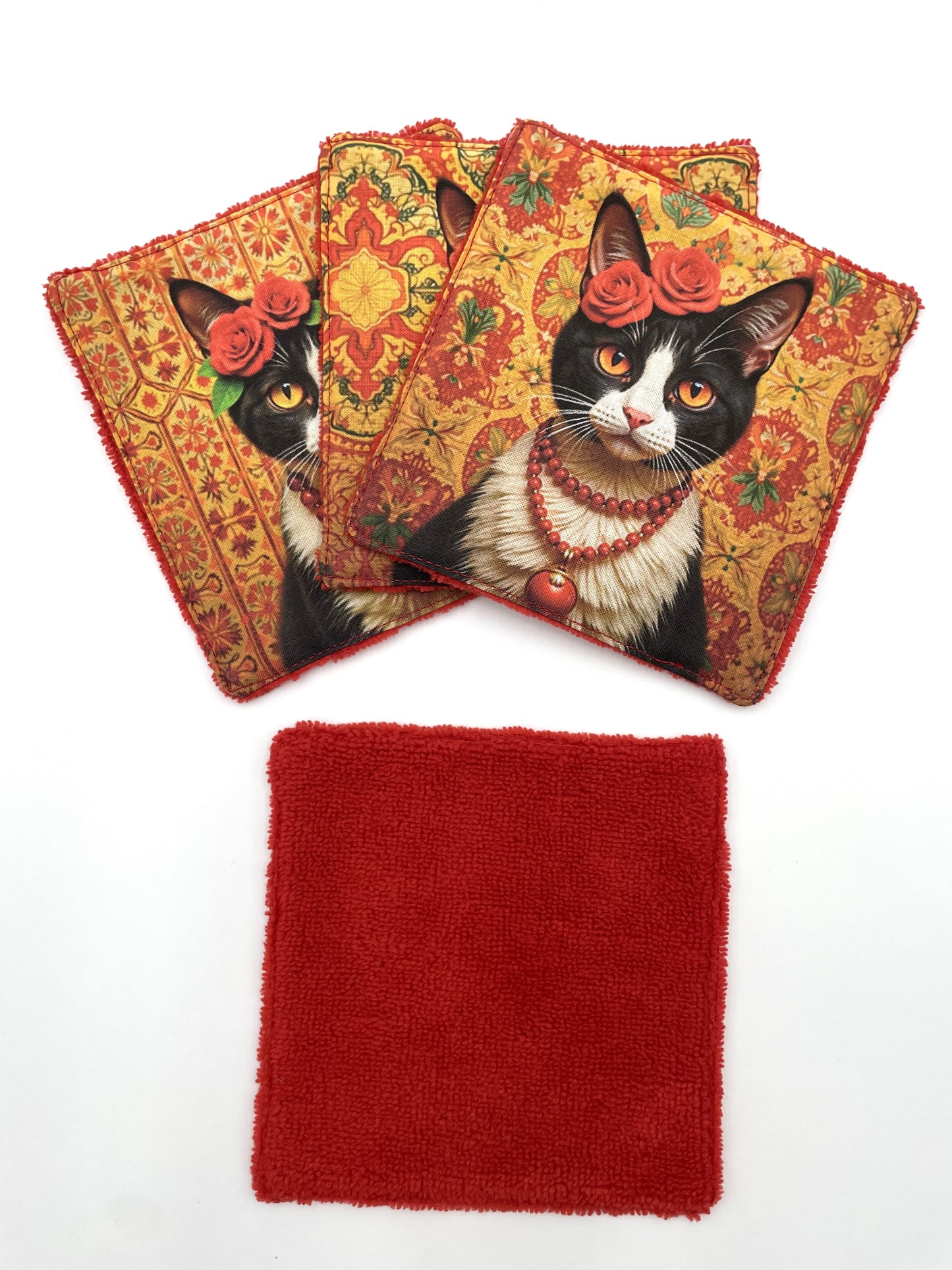 Lot de lingettes - Chat Fleur Rouge 1