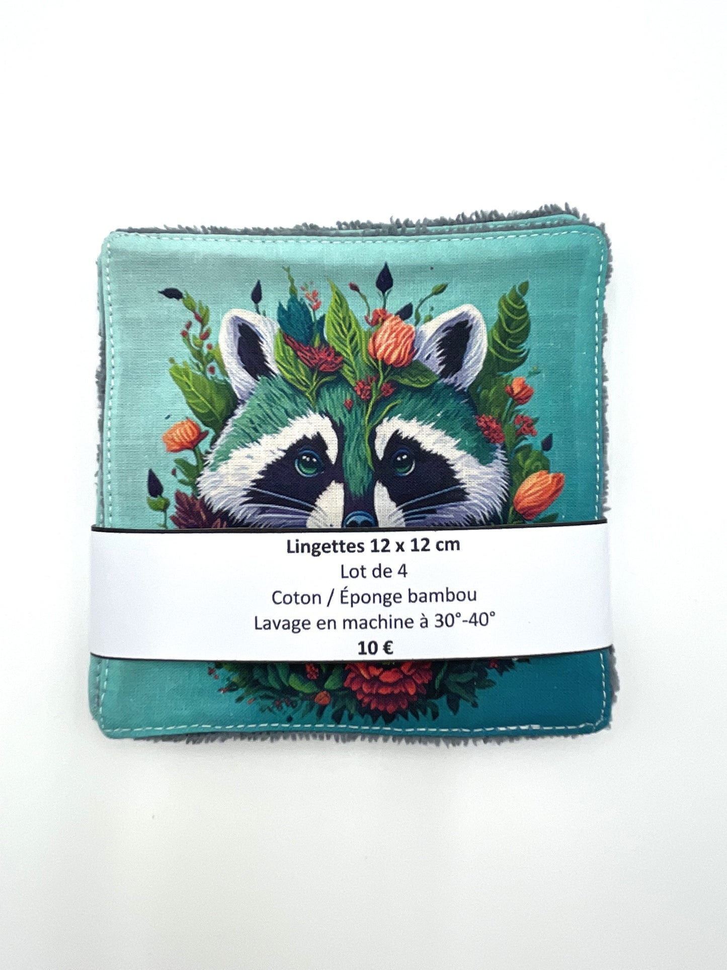 Lot de lingettes - Raton Laveur Turquoise Gris 1