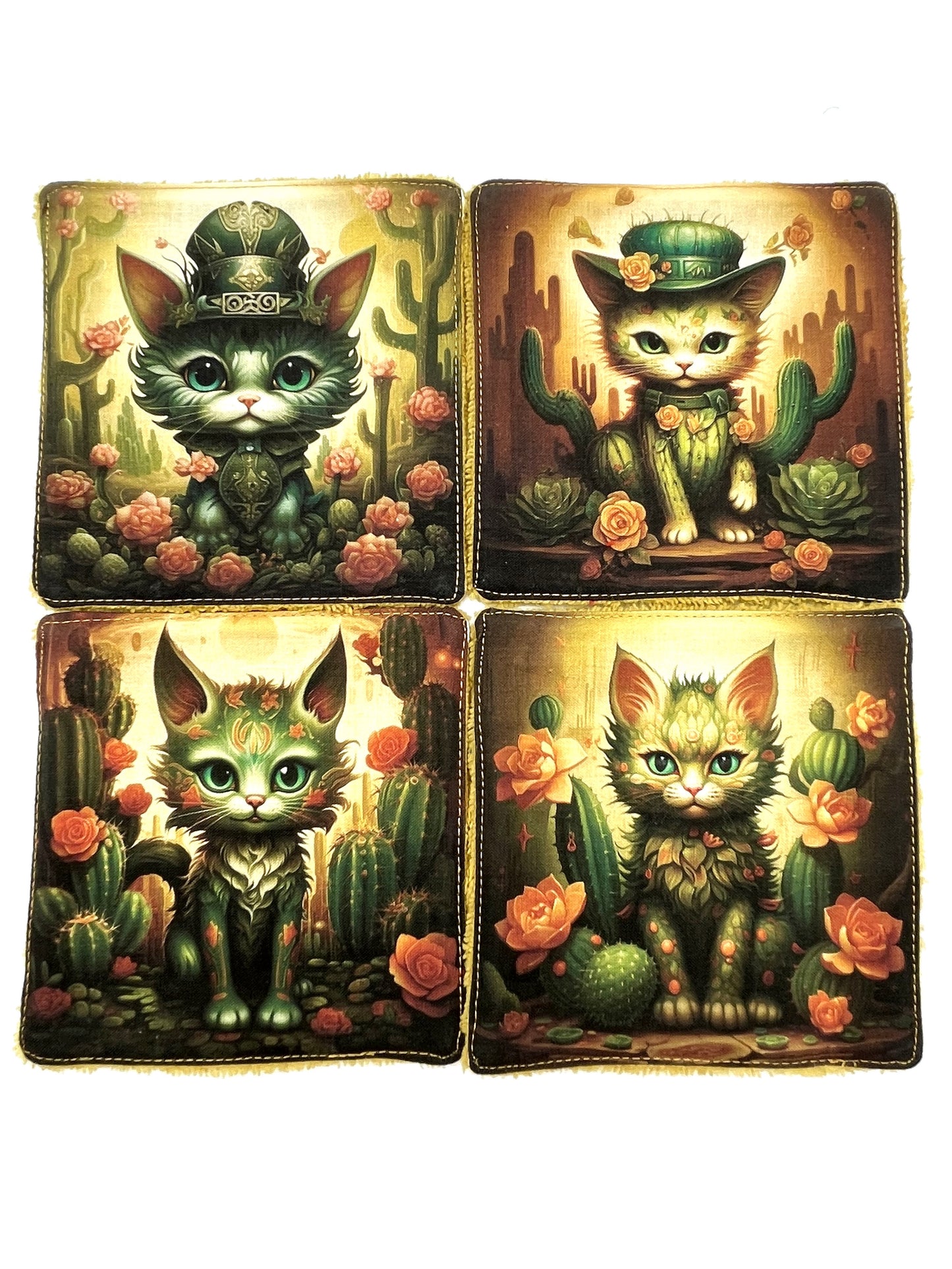 Lot de lingettes - Chat Cactus Jaune 1