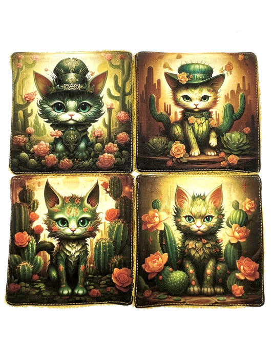 Lot de lingettes - Chat Cactus Jaune 1