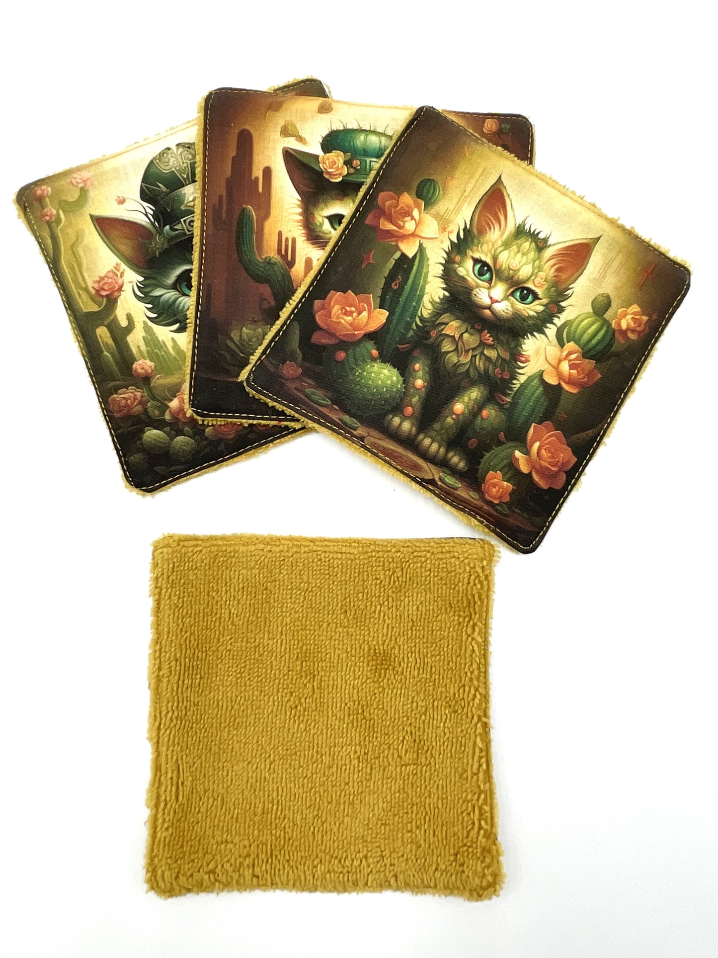Lot de lingettes - Chat Cactus Jaune 1