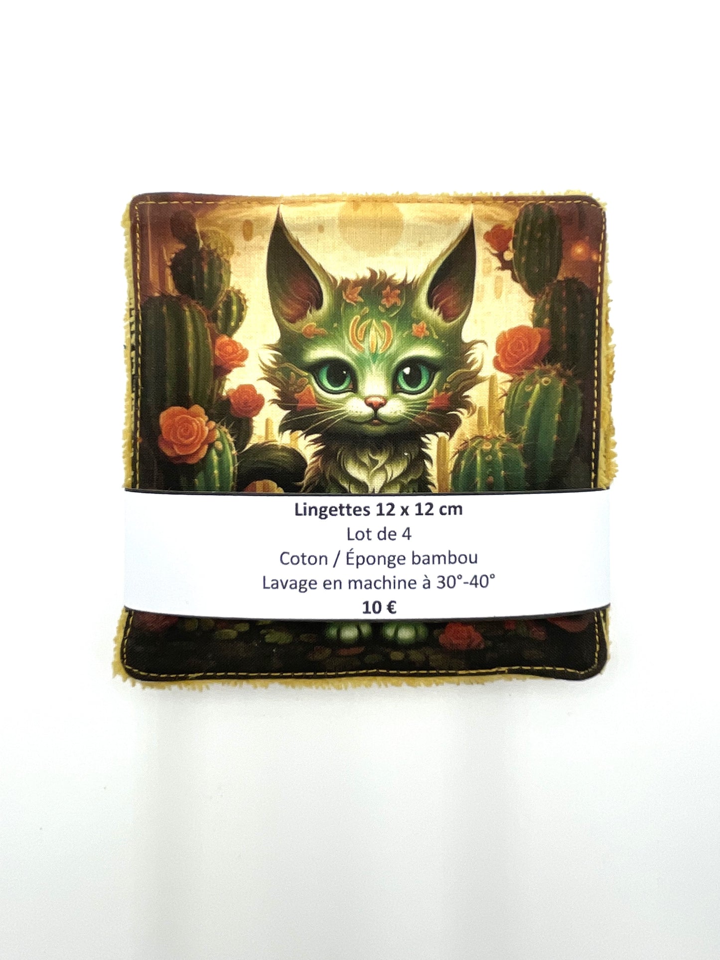 Lot de lingettes - Chat Cactus Jaune 1