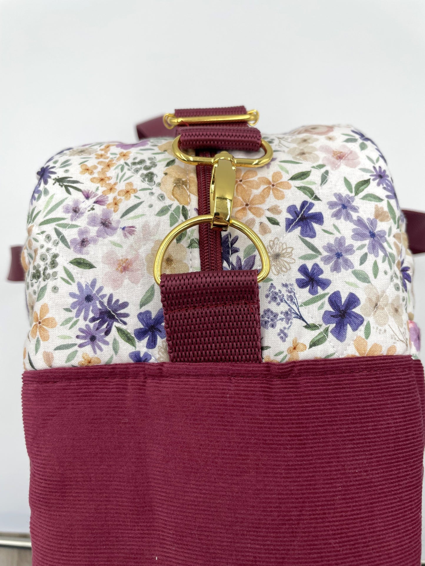 Sac à langer - Prune et Fleurs violettes