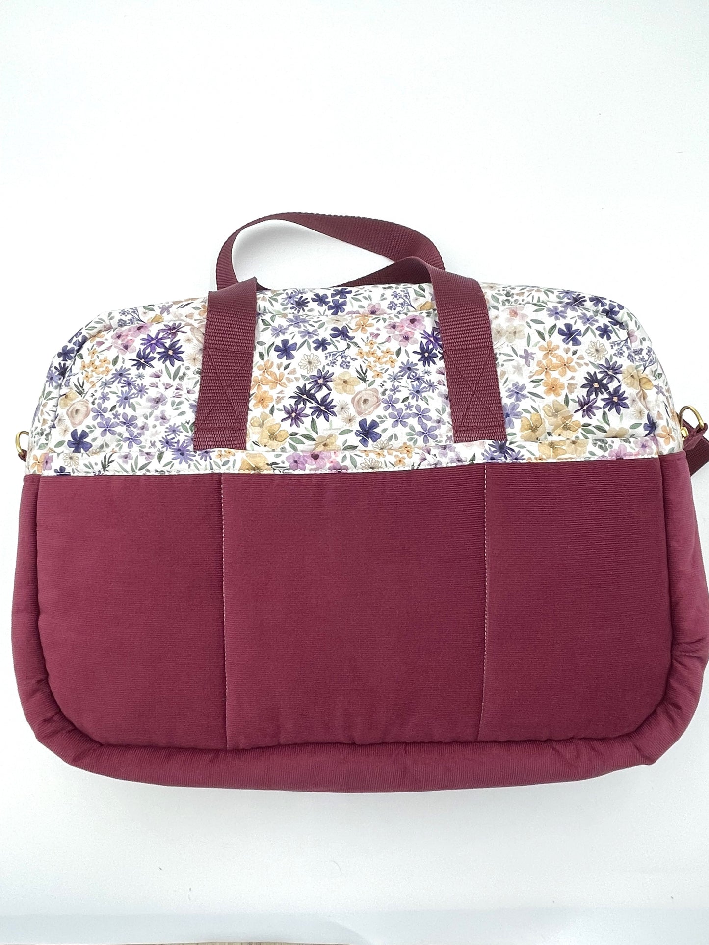 Sac à langer - Prune et Fleurs violettes