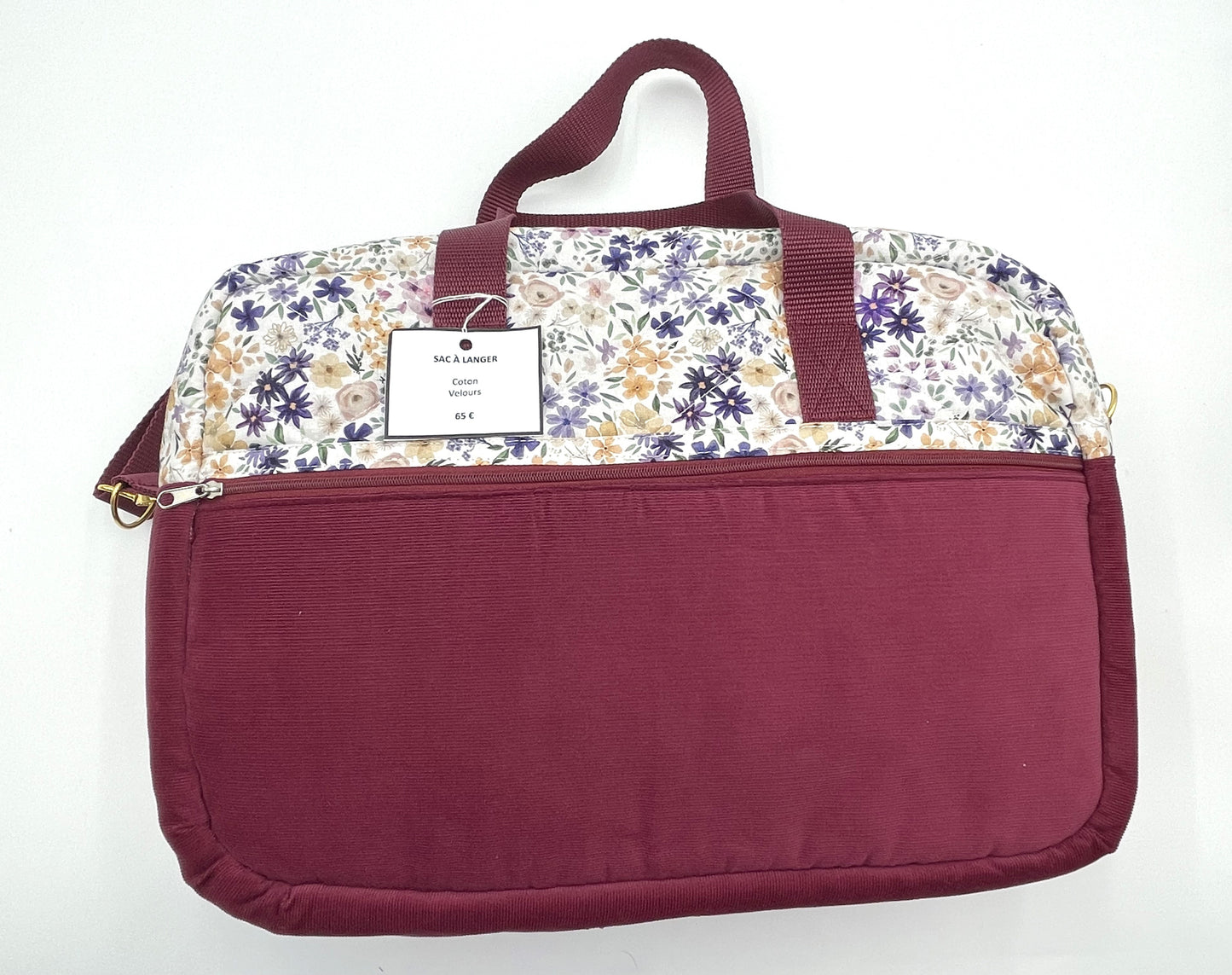 Sac à langer - Prune et Fleurs violettes