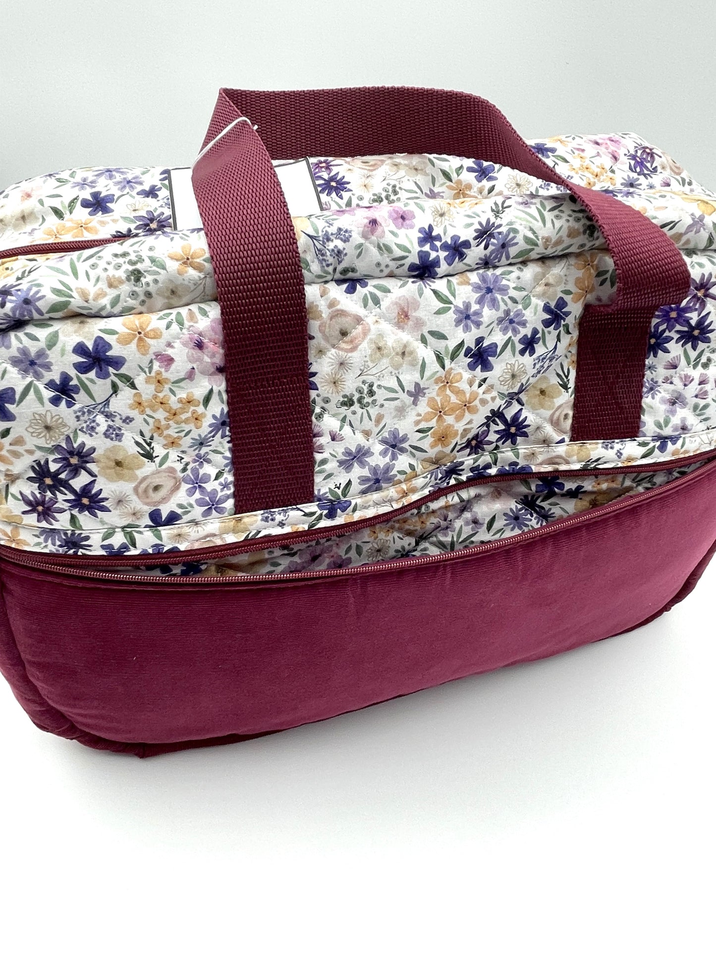 Sac à langer - Prune et Fleurs violettes