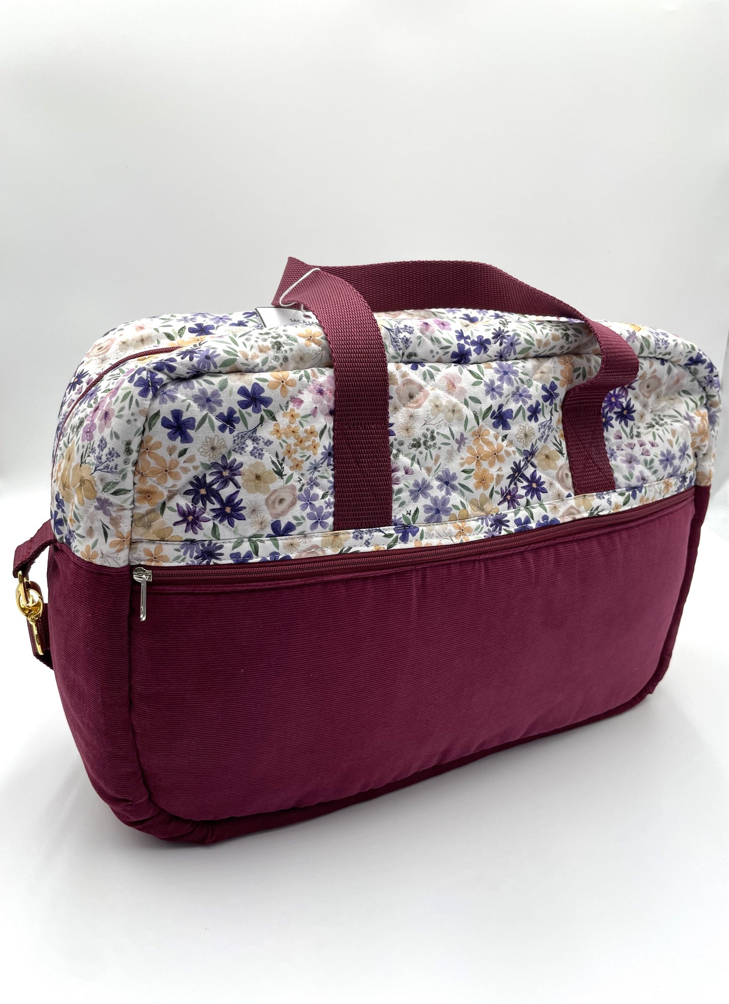Sac à langer - Prune et Fleurs violettes