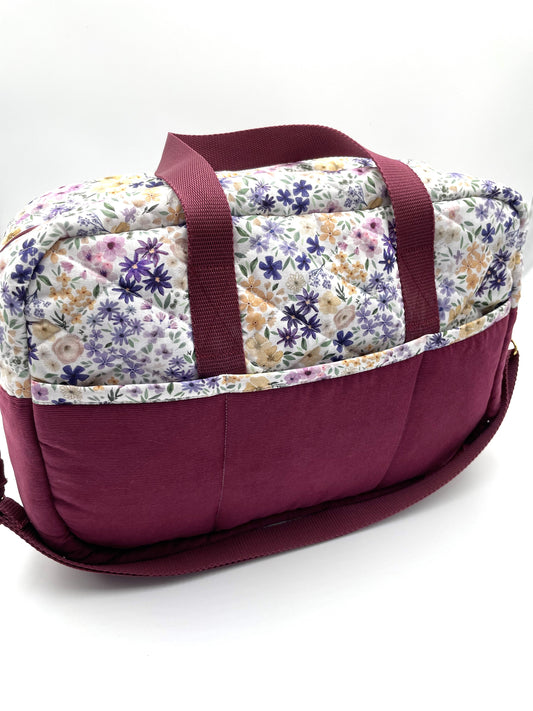 Sac à langer - Prune et Fleurs violettes
