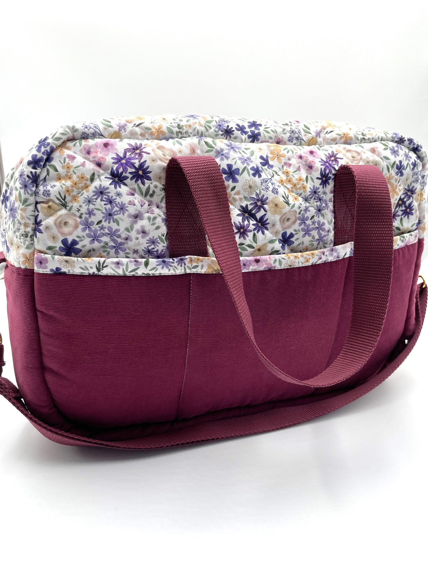Sac à langer - Prune et Fleurs violettes