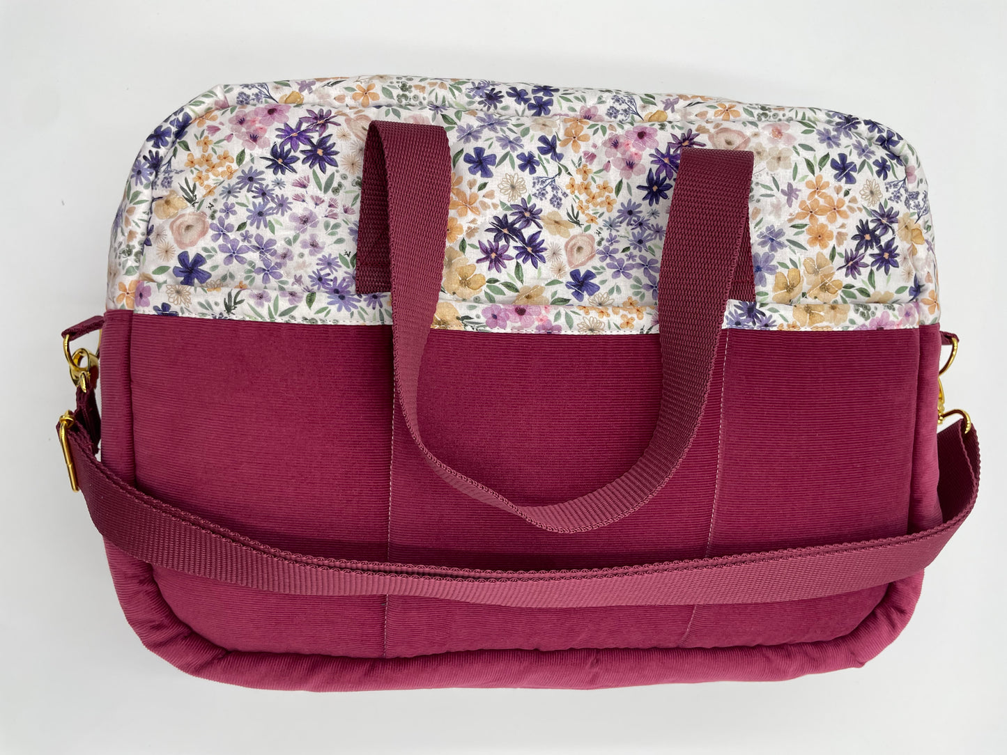 Sac à langer - Prune et Fleurs violettes
