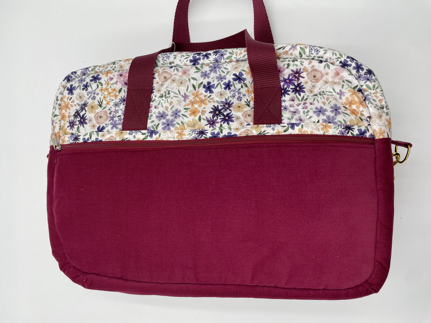 Sac à langer - Prune et Fleurs violettes
