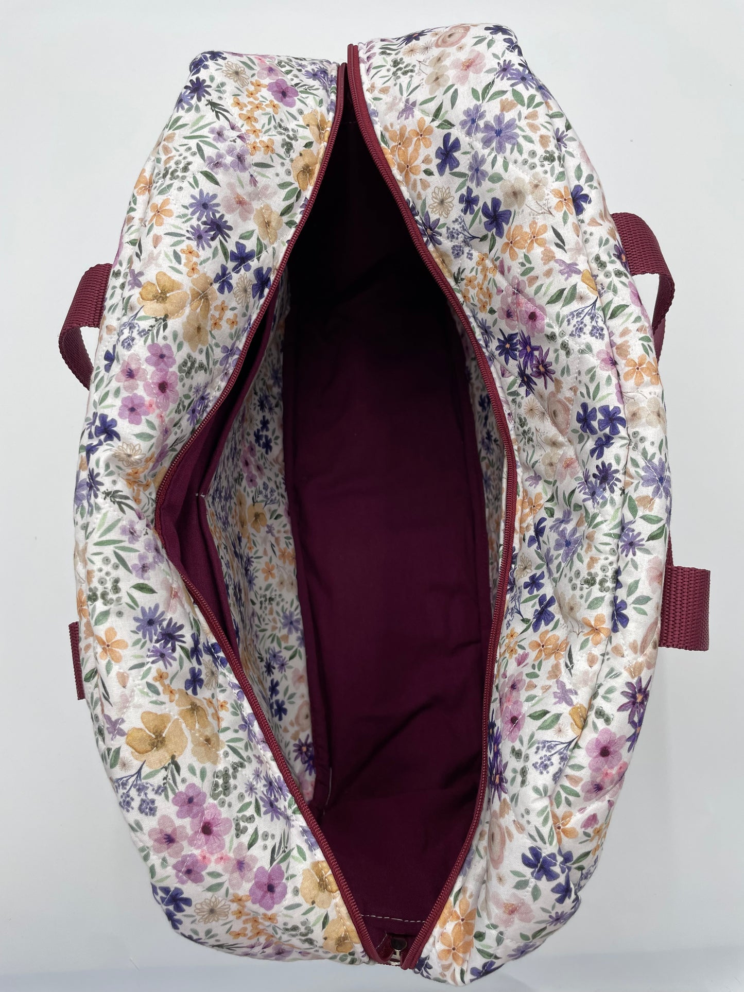 Sac à langer - Prune et Fleurs violettes