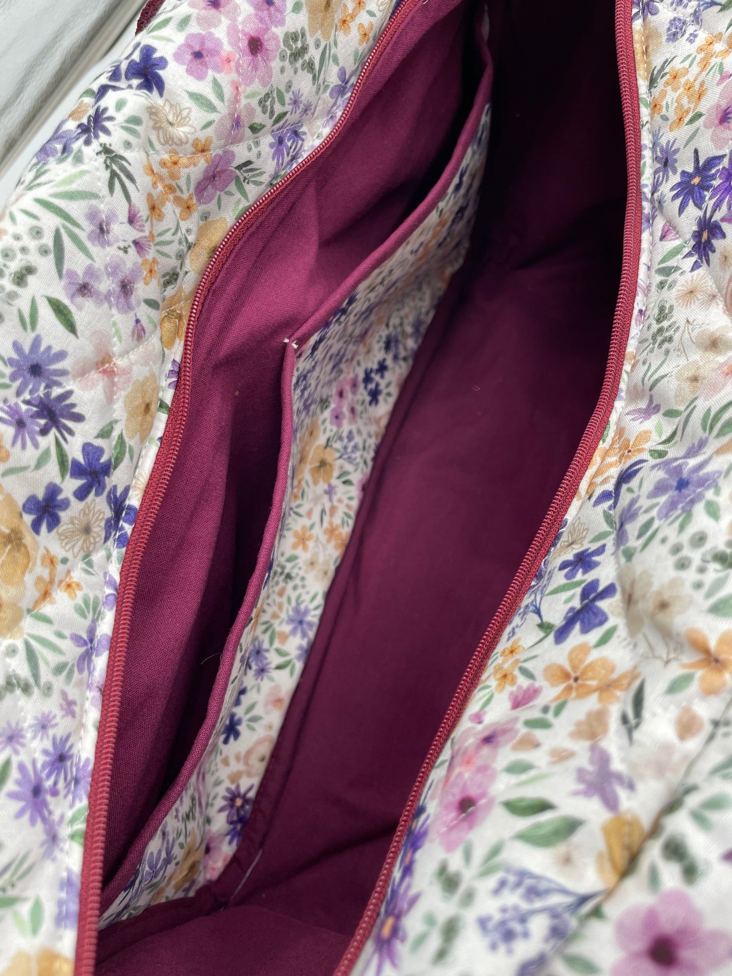 Sac à langer - Prune et Fleurs violettes