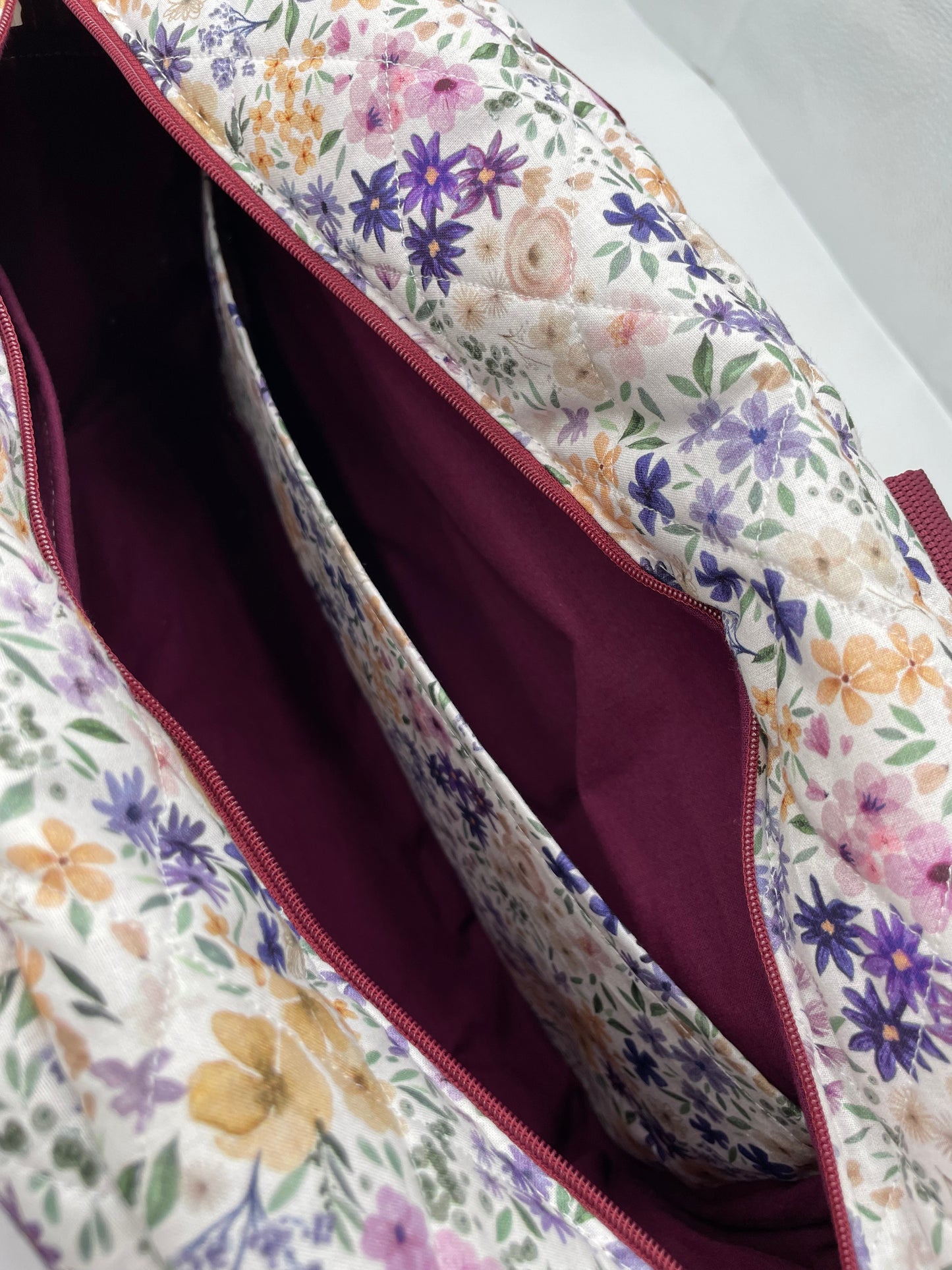 Sac à langer - Prune et Fleurs violettes