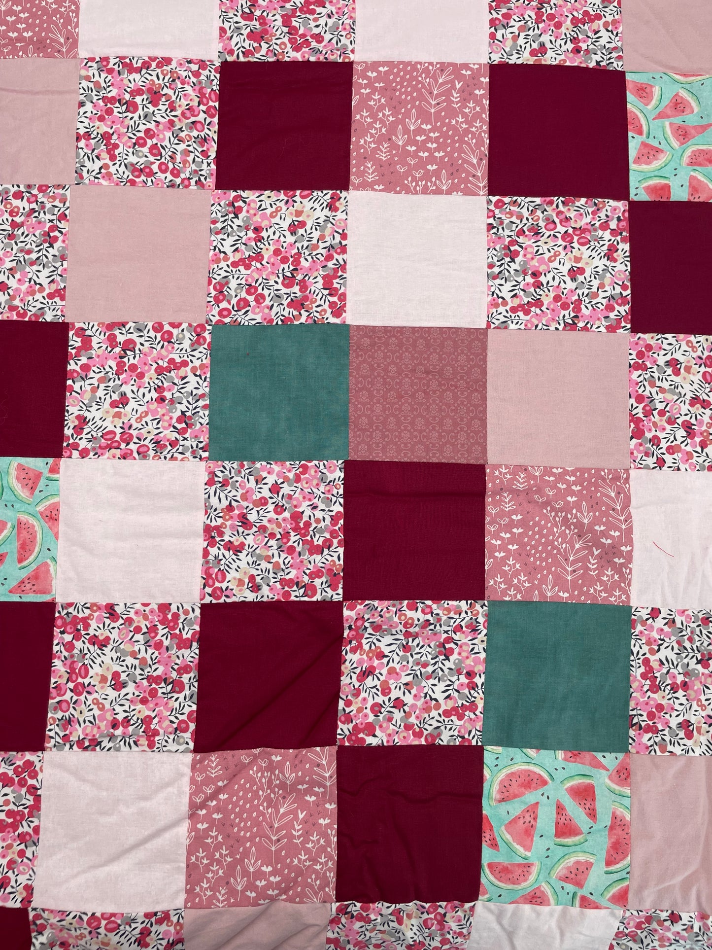 Couverture Patchwork - Roses et Prune