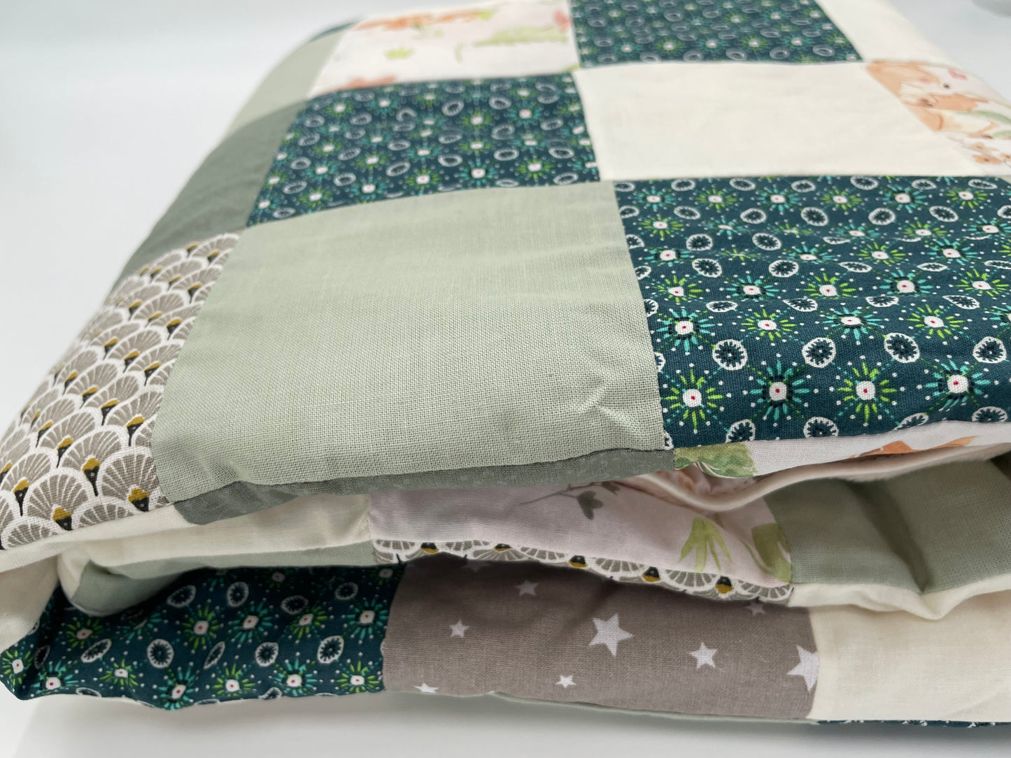 Couverture Patchwork - Verts et Ecru