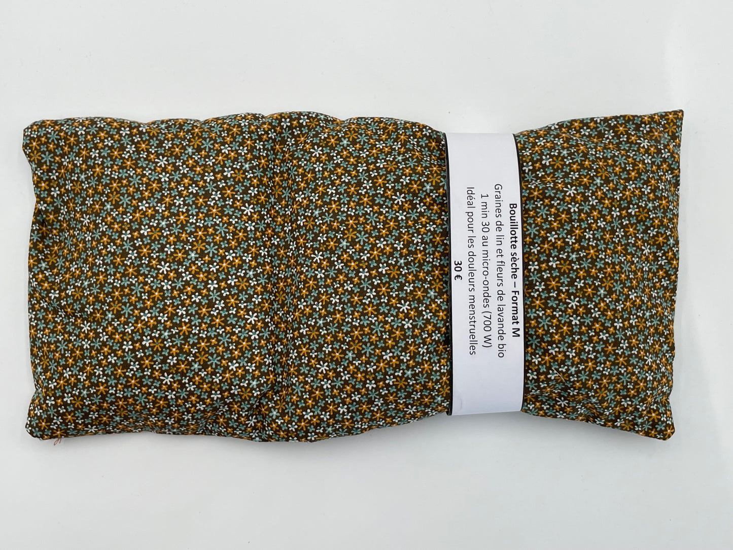Bouillotte sèche M - Fleurs sur fond marron