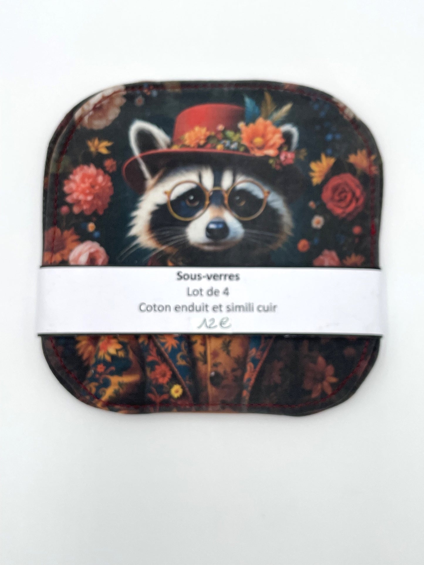 Lot de 4 sous-verres - Raton laveur