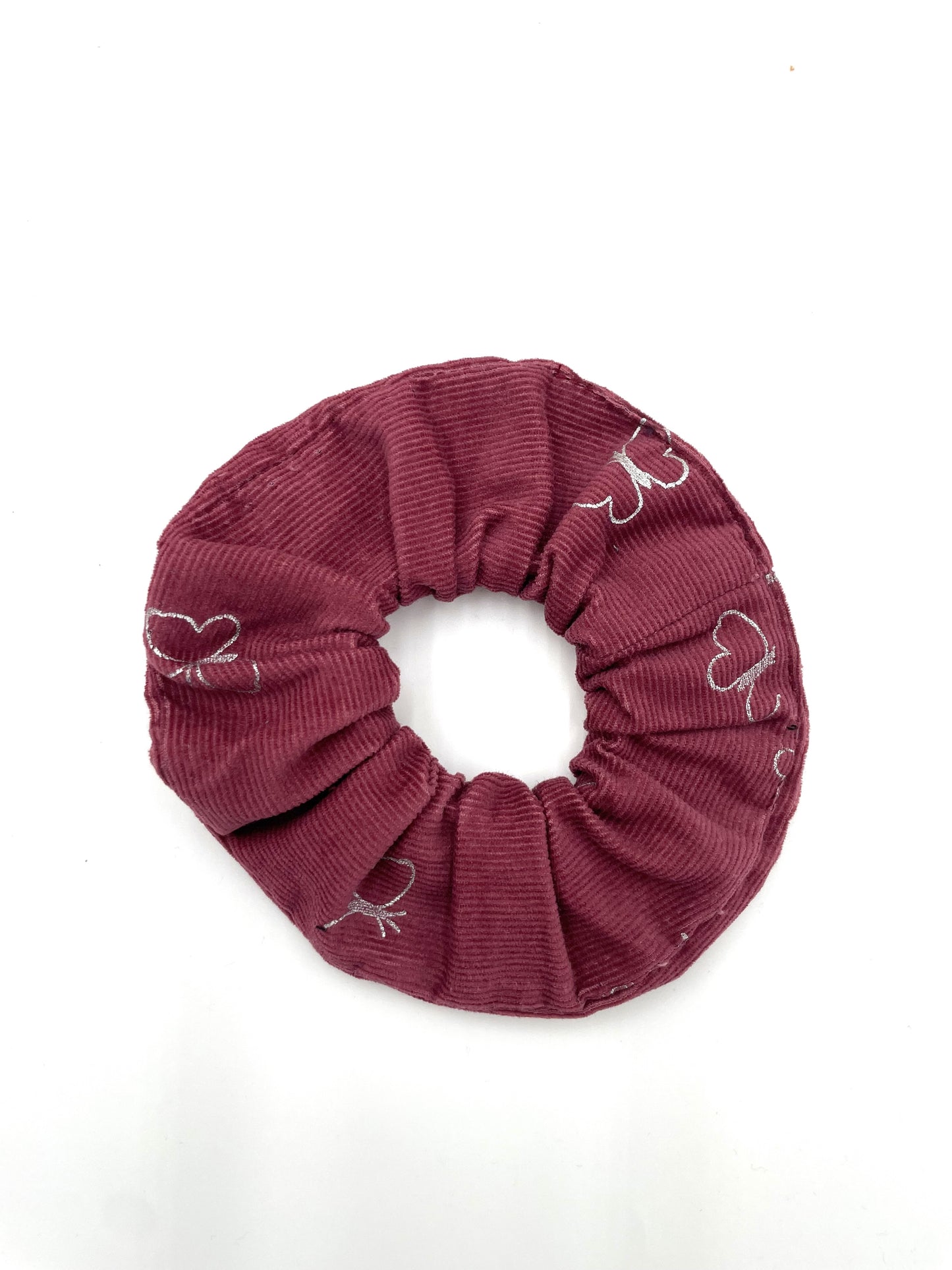 Chouchou - Velours prune et papillons argent