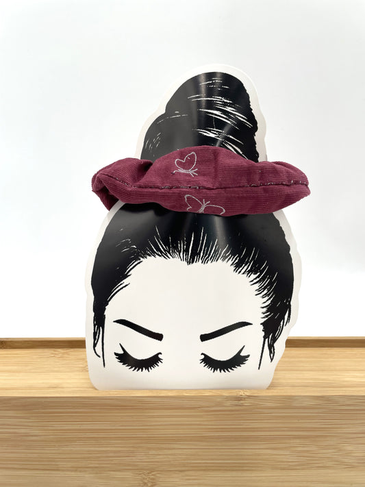 Chouchou - Velours prune et papillons argent