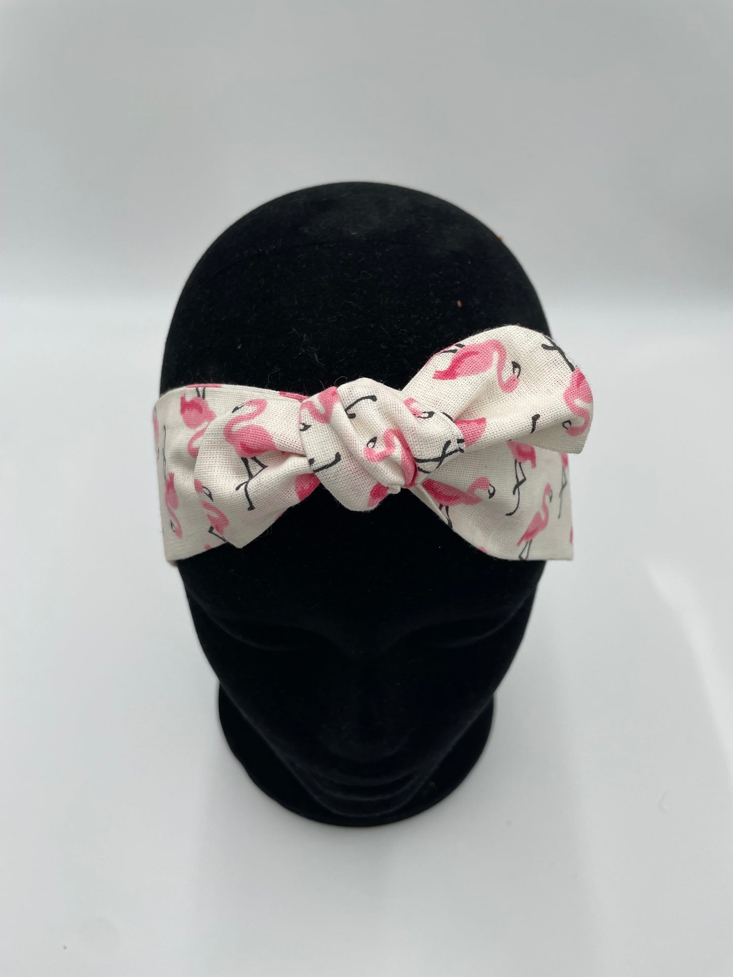 Bandeau à nouer - Flamant rose sur fond blanc