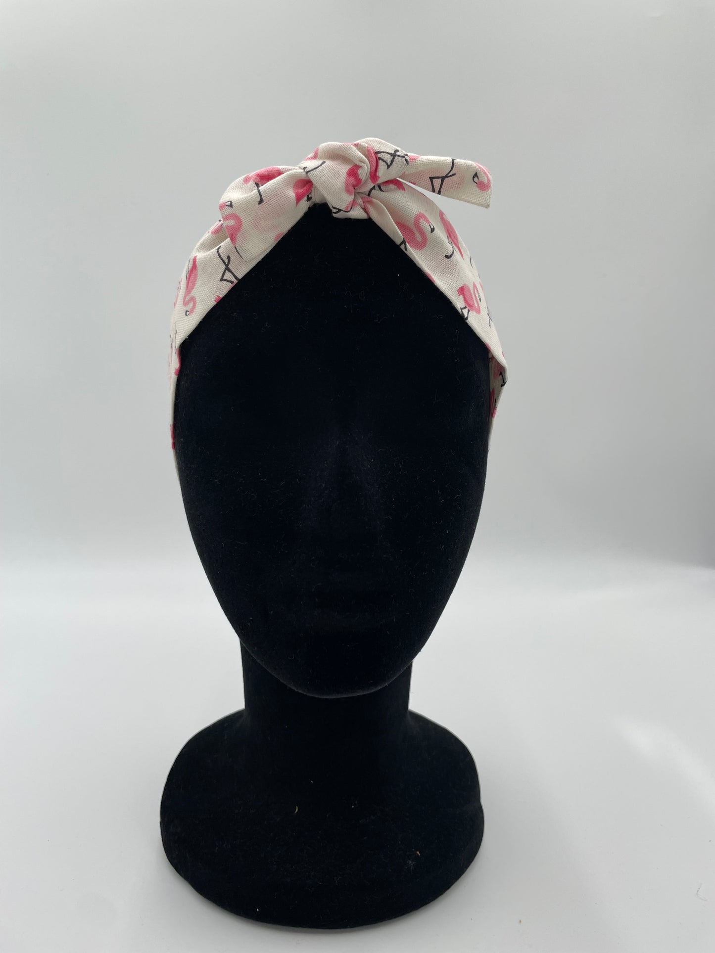 Bandeau à nouer - Flamant rose sur fond blanc