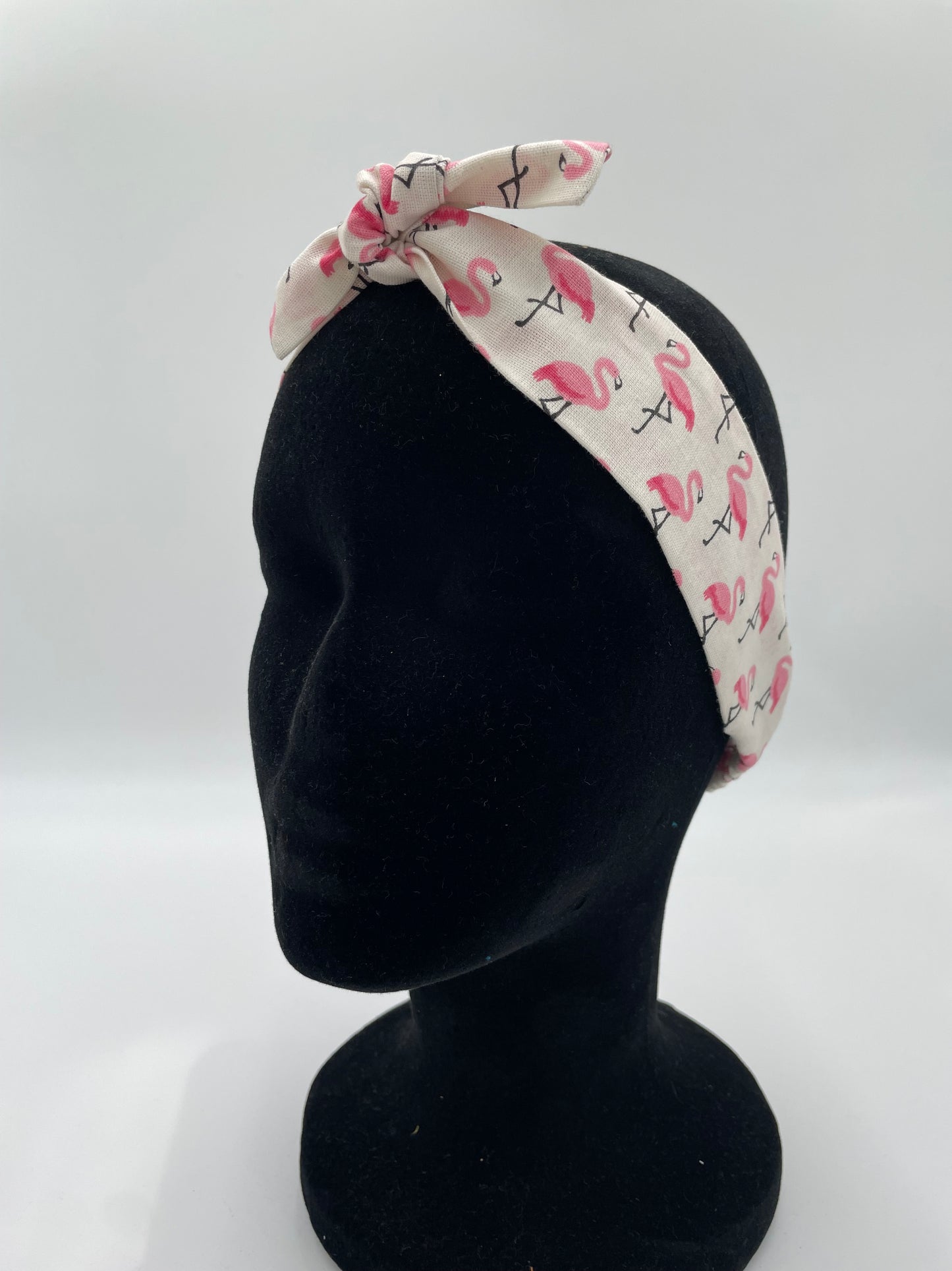 Bandeau à nouer - Flamant rose sur fond blanc