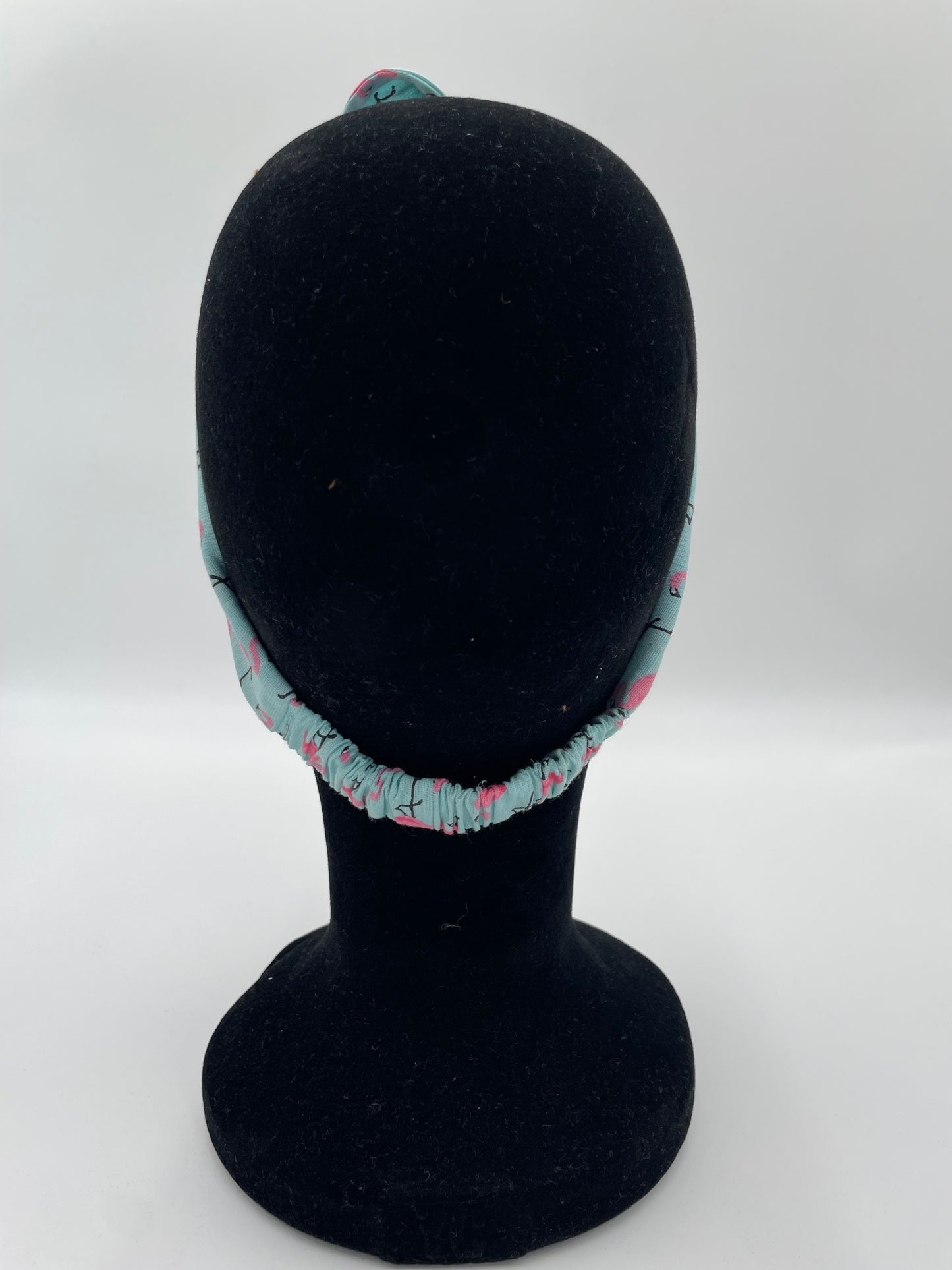 Bandeau à nouer - Flamant rose sur fond bleu