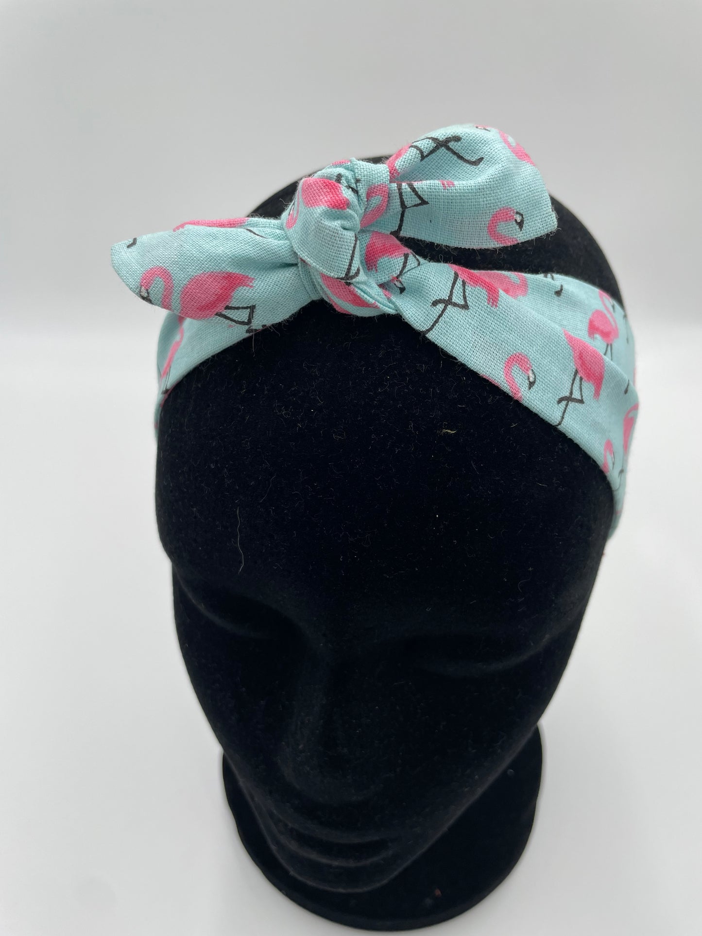 Bandeau à nouer - Flamant rose sur fond bleu