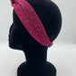 Bandeau à nouer - Gaze bordeaux et Pois or