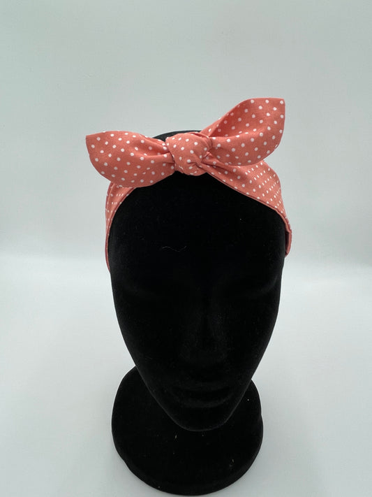 Bandeau à nouer - Pêche et Pois blancs