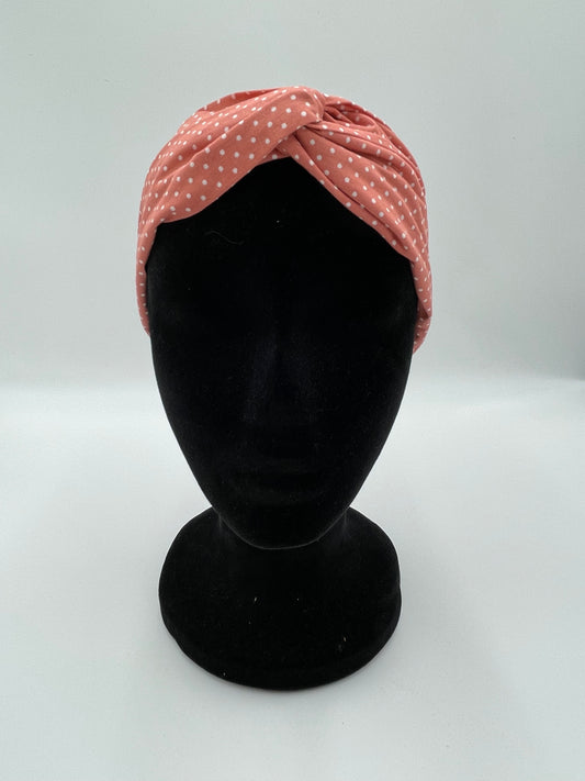 Bandeau turban - Pêche et Pois blancs