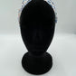 Bandeau turban - Fleurs bleues sur fond blanc
