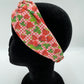 Bandeau turban - Fraises sur fond rose