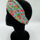 Bandeau turban - Fraises sur fond bleu