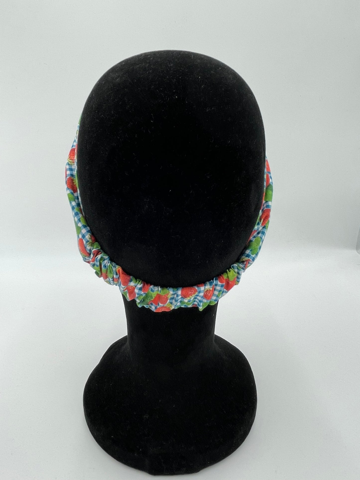 Bandeau turban - Fraises sur fond bleu